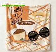 Hermès Inspired Coffee & Cake Print Flannel Blanket Orange Luxury Designer Art Flannel Throw Blanket IMG_5416